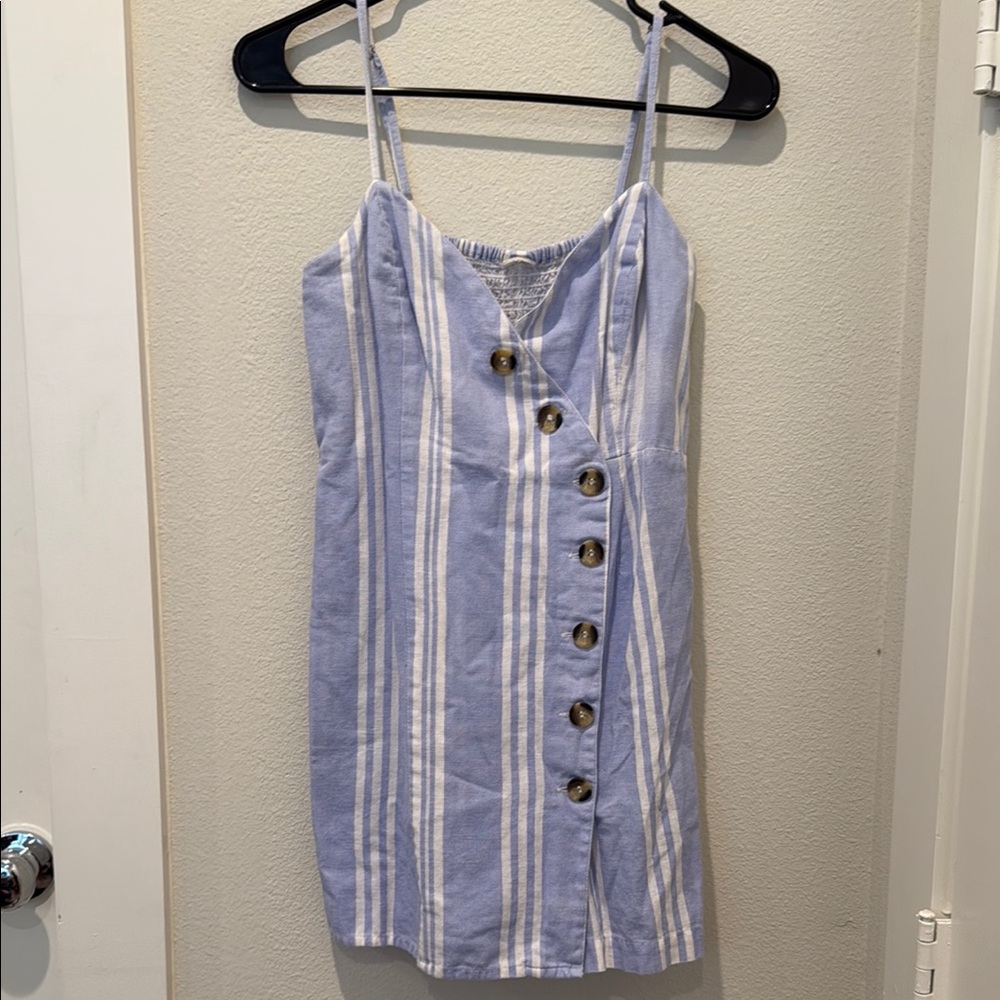 Striped Blue linen mini Dress